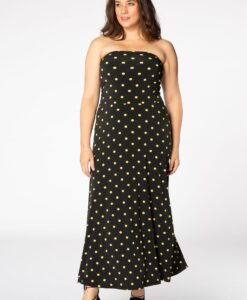 Yoek Dress strapless DOTS | Zwart | Maat 54/56