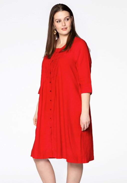 Yoek Dress embroidered | Rood | Maat 58/60