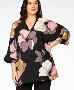 Yoek Blouse SELENA wide fit | Zwart | Maat 54/56