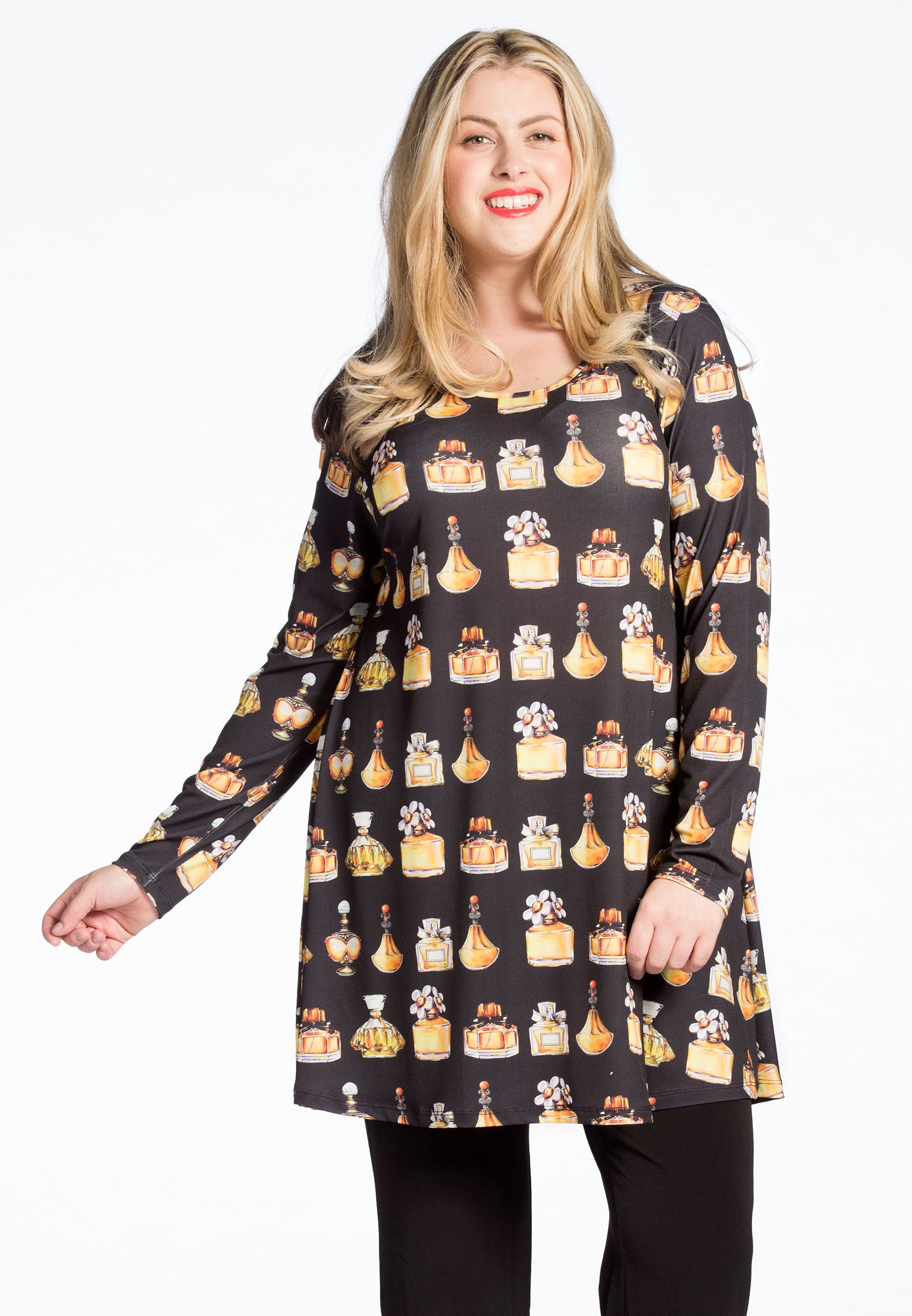 Yoek Tuniek wide bottom PERFUME | Zwart | Maat 54/56