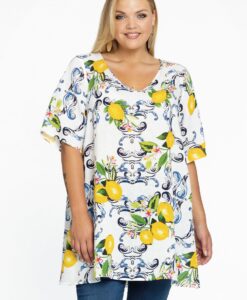 Yoek Tuniek met V-hals LEMON | Wit | Maat 58/60