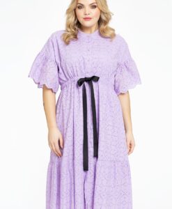 Yoek Jurk broderie anglaise | Licht Paars | Maat 58/60