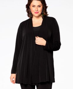 Yoek Cardigan met plooien | Zwart | Maat 58/60