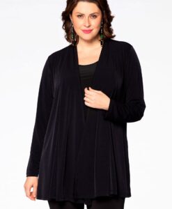 Yoek Cardigan met plooien | Blauw | Maat 58/60