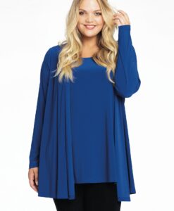 Yoek Cardigan met plooien | Indigo | Maat 58/60