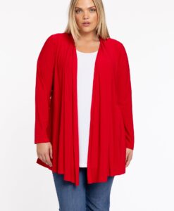 Yoek Cardigan met plooien | Rood | Maat 58/60