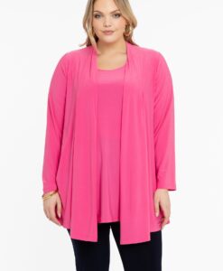 Yoek Cardigan met plooien | Roze | Maat 58/60