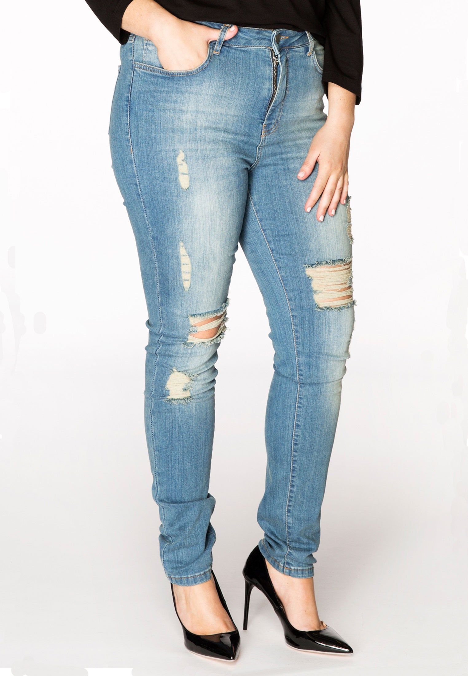 Yoek Destroyed jeans DENIM | Indigo | Maat 56