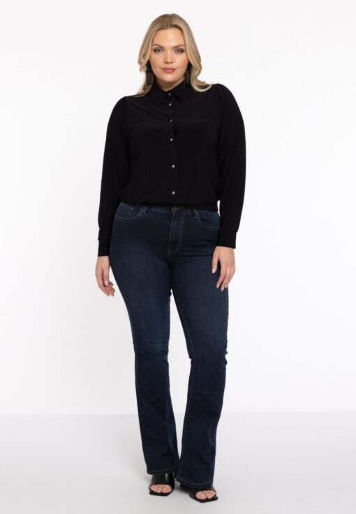 Yoek Flared jeans | Donker Blauw | Maat 56