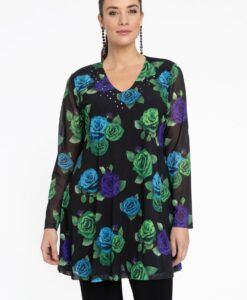 Yoek Tuniek wide bottom ROSALIA | Zwart | Maat 50/52