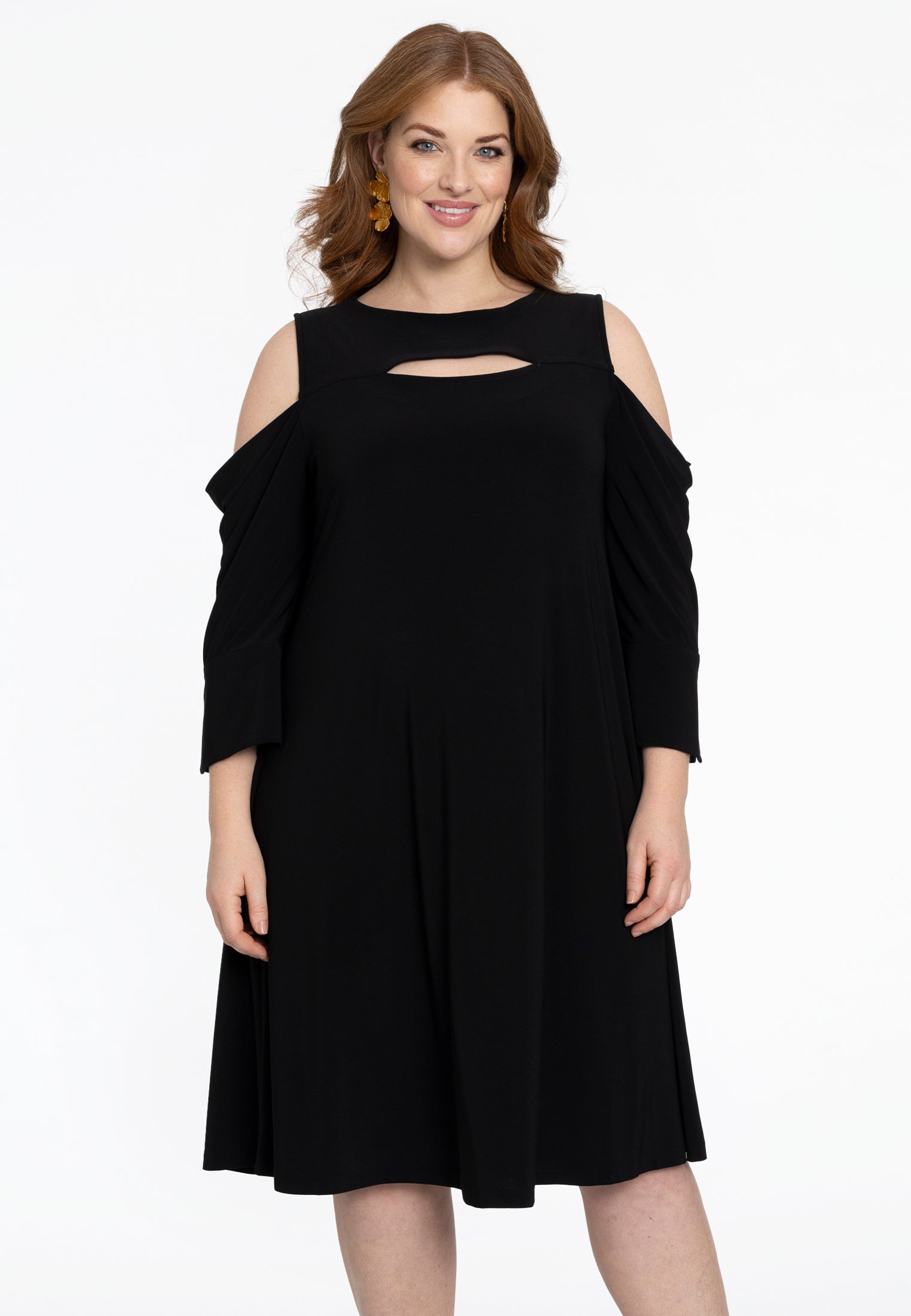 Yoek Jurk met cut-out | Zwart | Maat 58/60