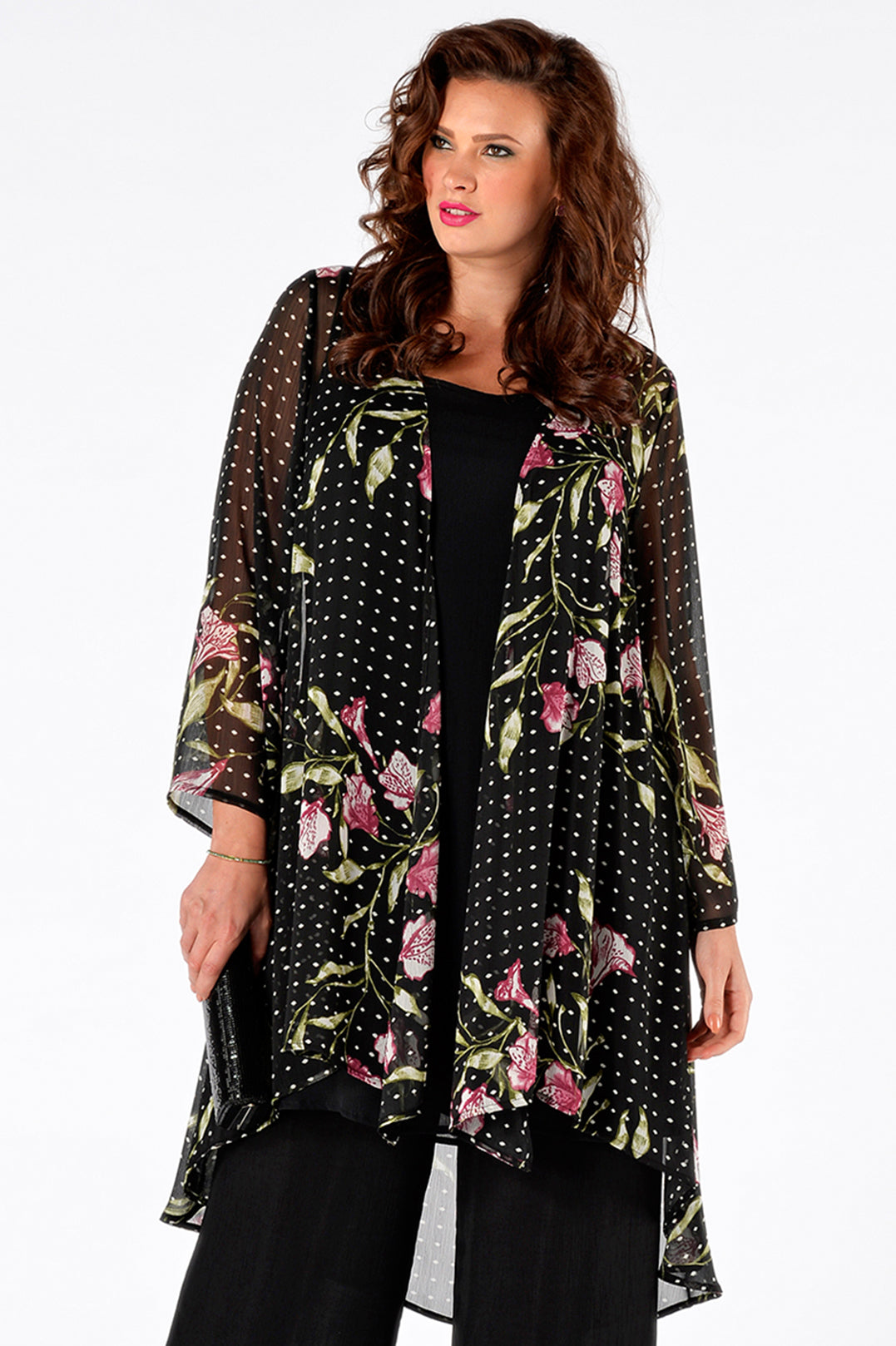 Yoek Blouse-jacket ANNA | Zwart | Maat Plus