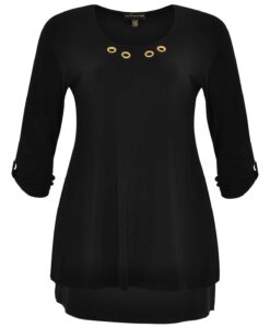 Yoek Shirt turn-up sleeves | Zwart | Maat XXL