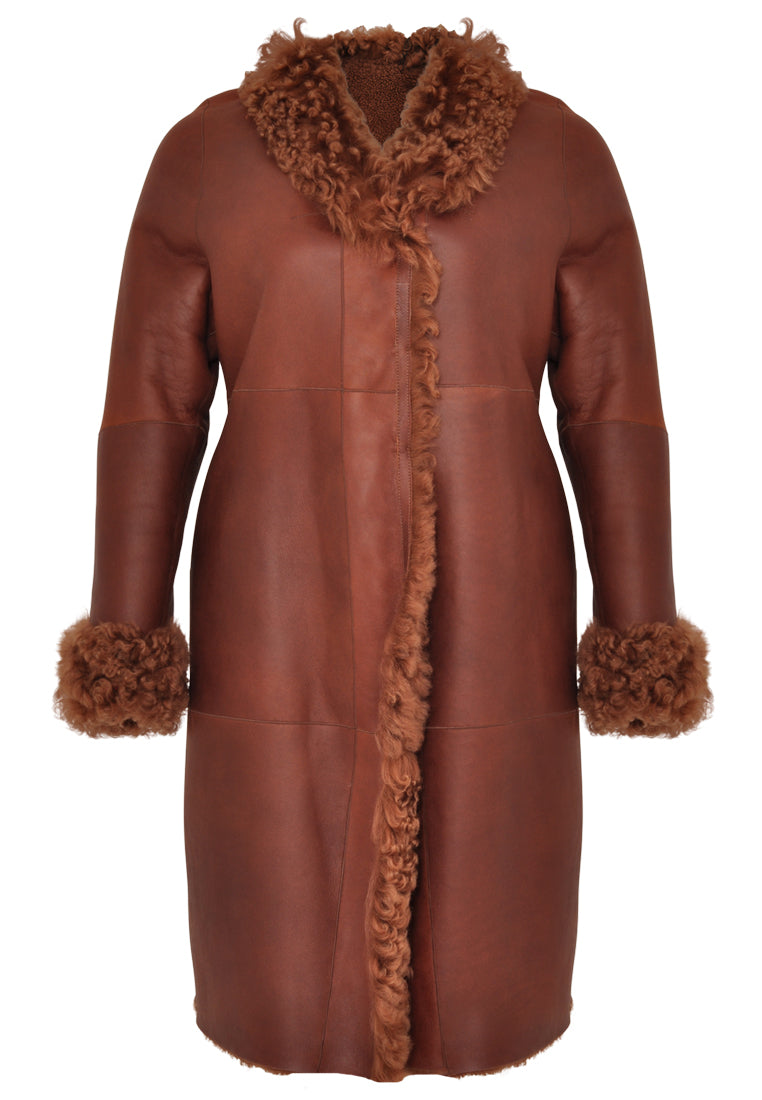 Yoek Lammy coat curly | Bruin | Maat XXL