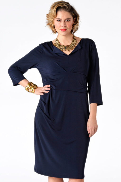 Yoek Dress pleated waist | Blauw | Maat L