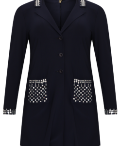 Yoek Blazer long stones | Blauw | Maat Plus