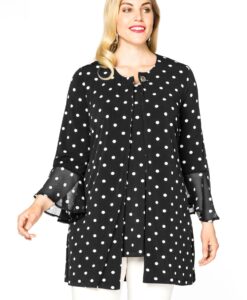 Yoek Jasje met volantmouwen DOTS | Zwart | Maat 54/56
