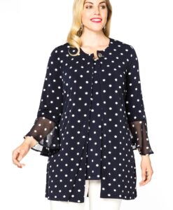 Yoek Jasje met volantmouwen DOTS | Blauw | Maat 58/60