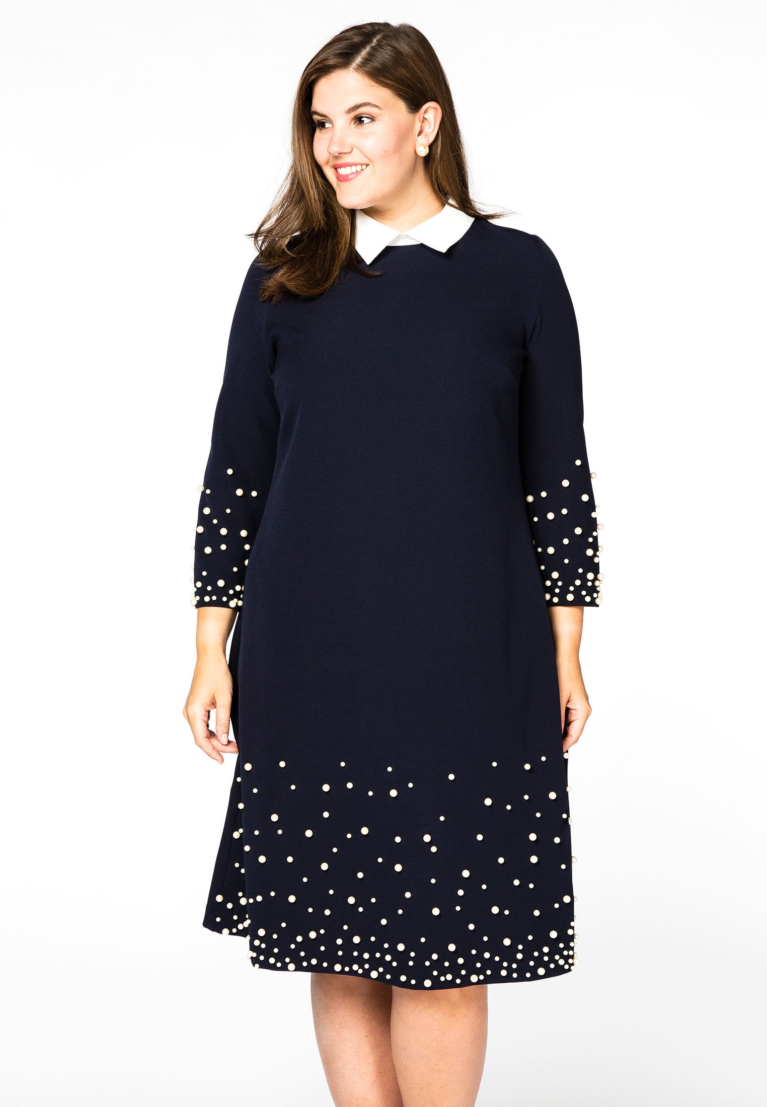 Yoek Jurk PEARLS | Blauw | Maat 46/48