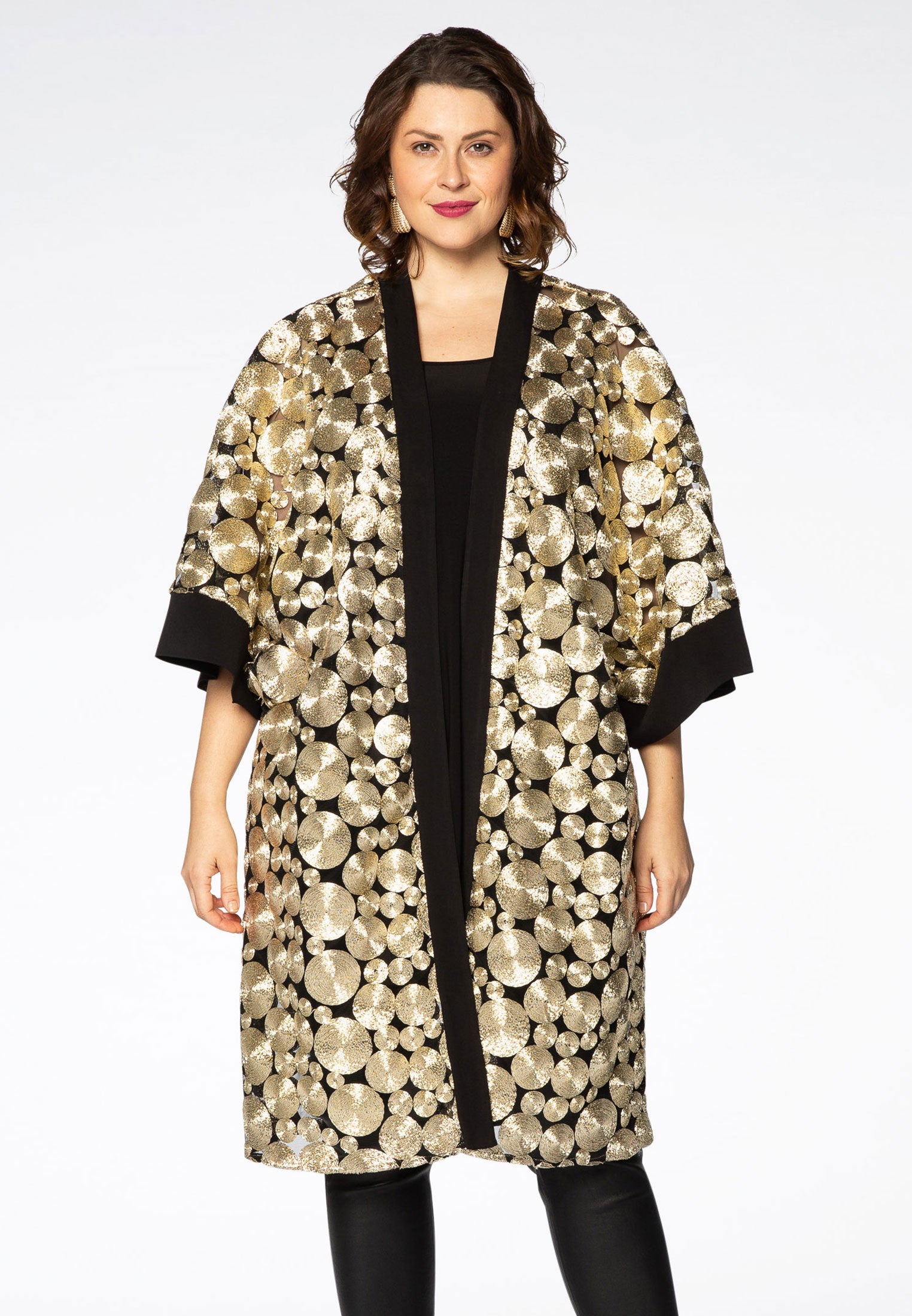 Yoek Kimono met gouden cirkels | Multi | Maat 50/52