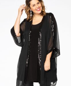 Yoek Kimono met pailletten | Zwart | Maat 58/60