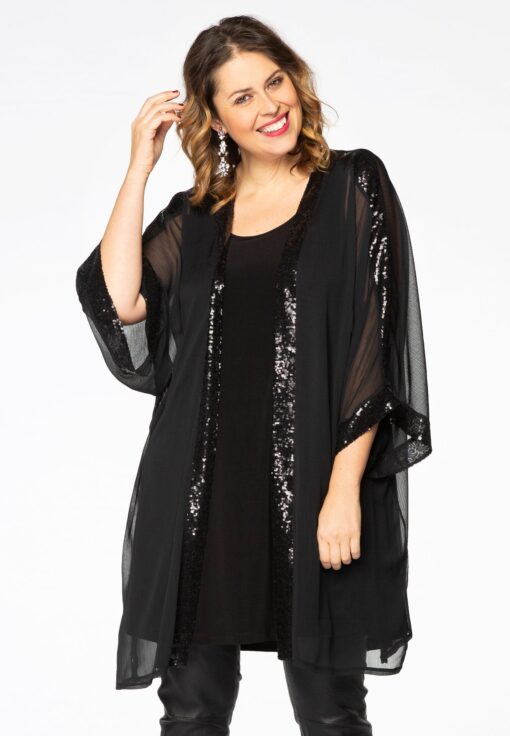 Yoek Kimono met pailletten | Zwart | Maat 58/60