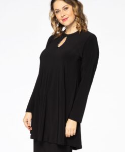 Yoek Tuniek wide bottom cut-out | Zwart | Maat 54/56