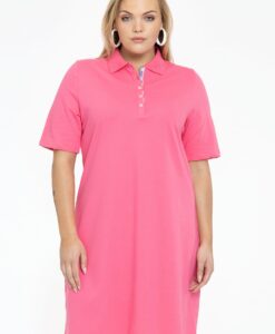 Yoek Polo-jurk | Roze | Maat 50/52