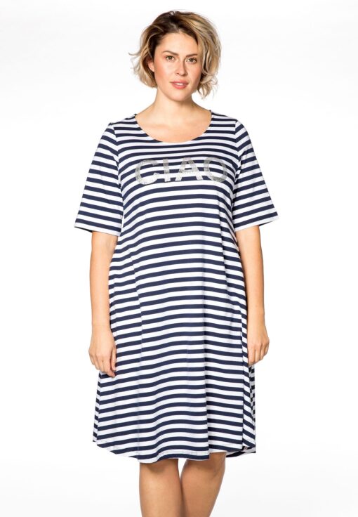 Yoek Dress A-line Ciao STRIPE | Blauw | Maat XL