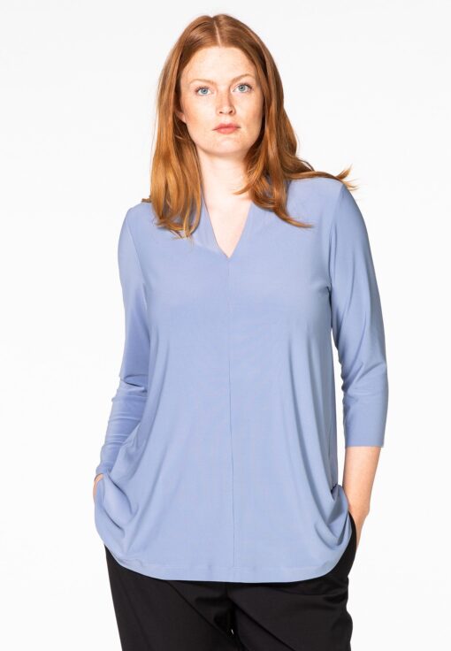 Yoek Tunic A-line v-neck | Blauw | Maat 50/52