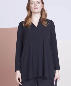 Yoek Tunic A-line v-neck | Zwart | Maat 46/48