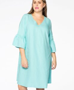 Yoek Dress frill sl. | Blauw | Maat 54/56