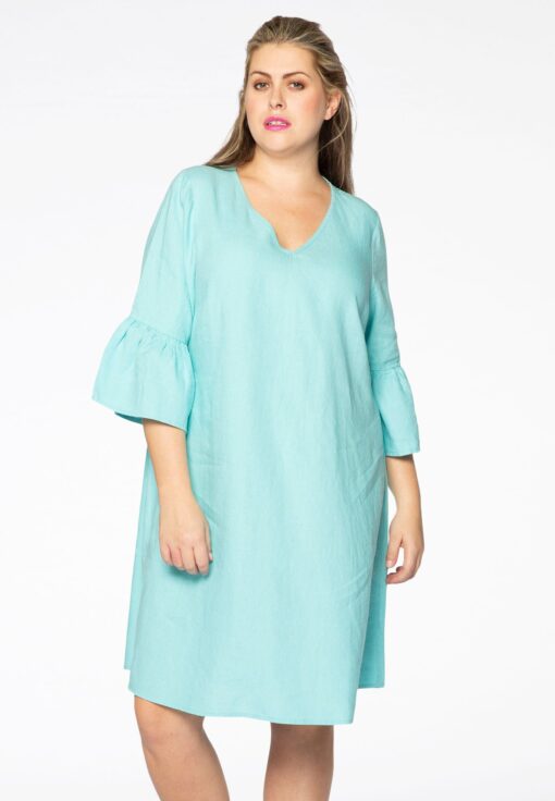 Yoek Dress frill sl. | Blauw | Maat 54/56