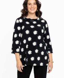 Yoek Shirt A-lijn met Col DAISY | Zwart | Maat 46/48