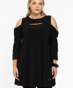 Yoek Tuniek wide bottom met uitsnedes | Zwart | Maat 58/60