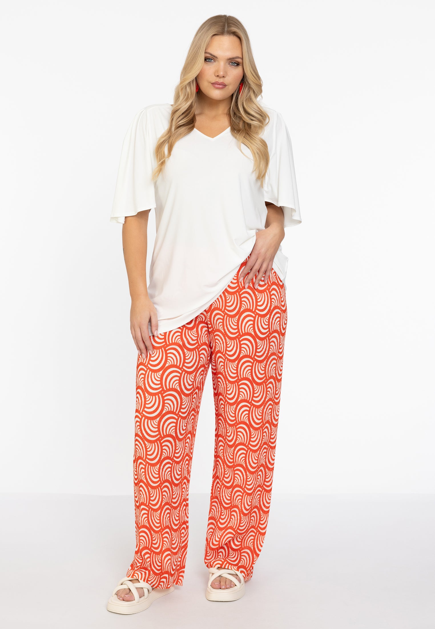 Yoek Broek plisse | Rood | Maat 58/60