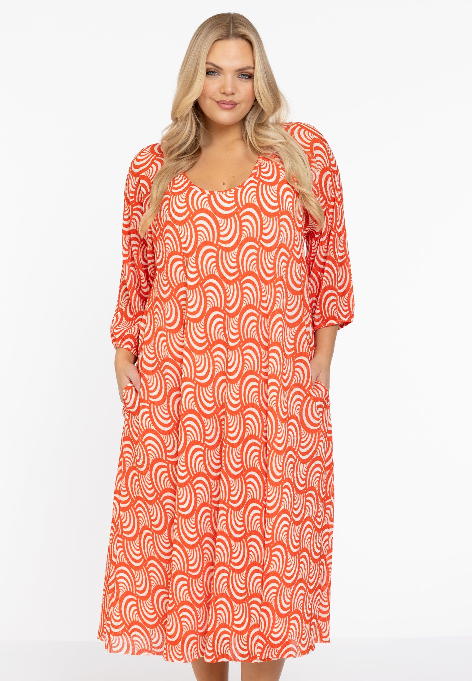 Yoek Jurk plisse | Rood | Maat 54/56