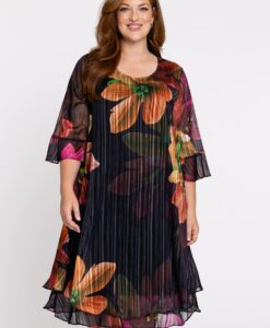 Yoek Jurk Floria lurex | Zwart | Maat 54/56