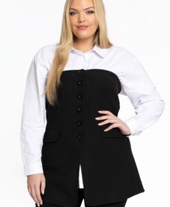 Yoek Top met knopen | Zwart | Maat 54/56