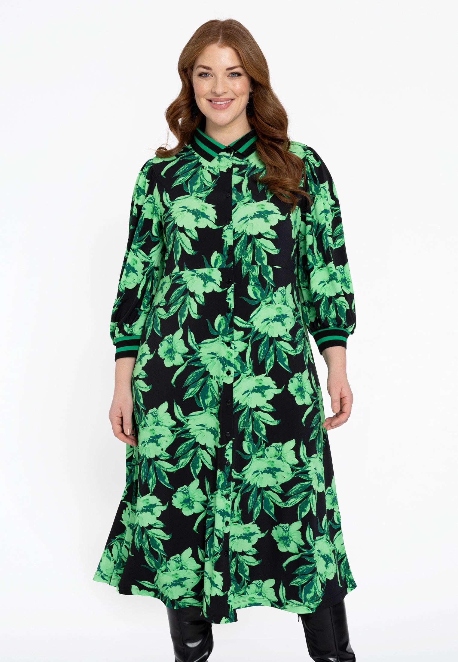 Yoek Jurk met hals FLORENCE | Zwart | Maat 58/60