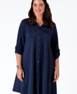 Yoek Lange blouse COCO | Blauw | Maat Plus