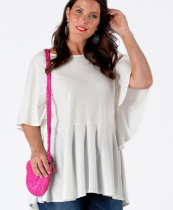 Yoek Blouse met wijde mouwen | Beige | Maat XXL