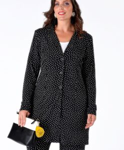 Yoek Lange blazer DOTS | Zwart | Maat XL