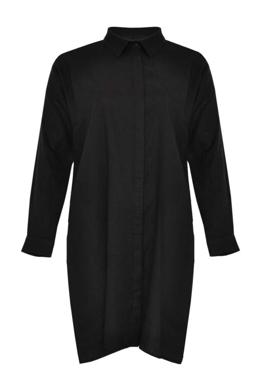 Yoek Blouse long | Zwart | Maat Plus