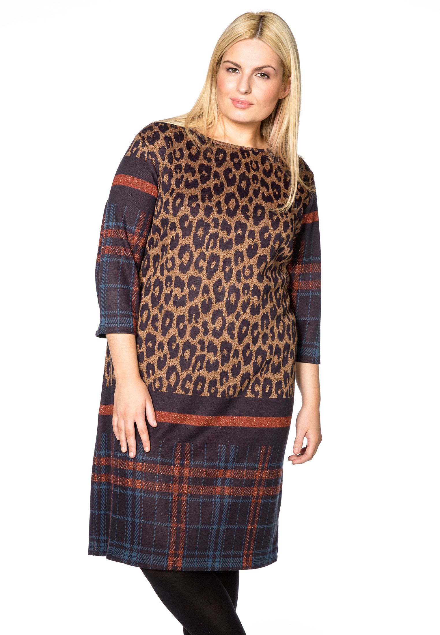 Yoek Dress Check | Multi | Maat Plus