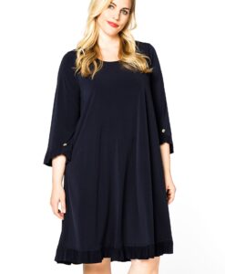 Yoek Dress ruffled button sleeve | Blauw | Maat 54/56