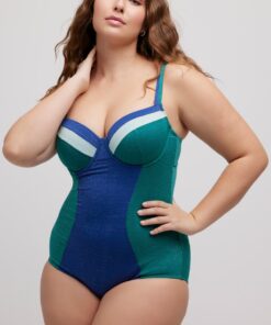 Grote Maten badpak, Dames, blauw, Maat: 50, Synthetische vezels, Ulla Popken