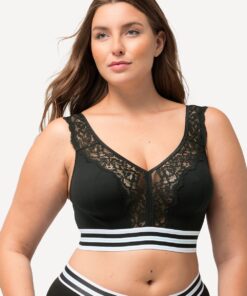 Grote Maten Minimizer bralette, Dames, zwart, Maat: 110F, Synthetische vezels/Elastaan, Ulla Popken