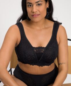 Grote Maten Bralette, Dames, zwart, Maat: 95E, Synthetische vezels/Elastaan, Ulla Popken