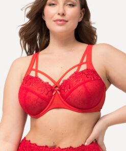 Grote Maten Beugel BH, Dames, rood, Maat: 100D, Synthetische vezels/Elastaan/Polyester, Ulla Popken